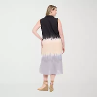 London Times Womens Sleeveless Tie Dye Plus Maxi Dress