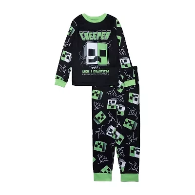 Big Kid Boys Minecraft Crew Neck Long Sleeve 2-pc. Pajama Sets