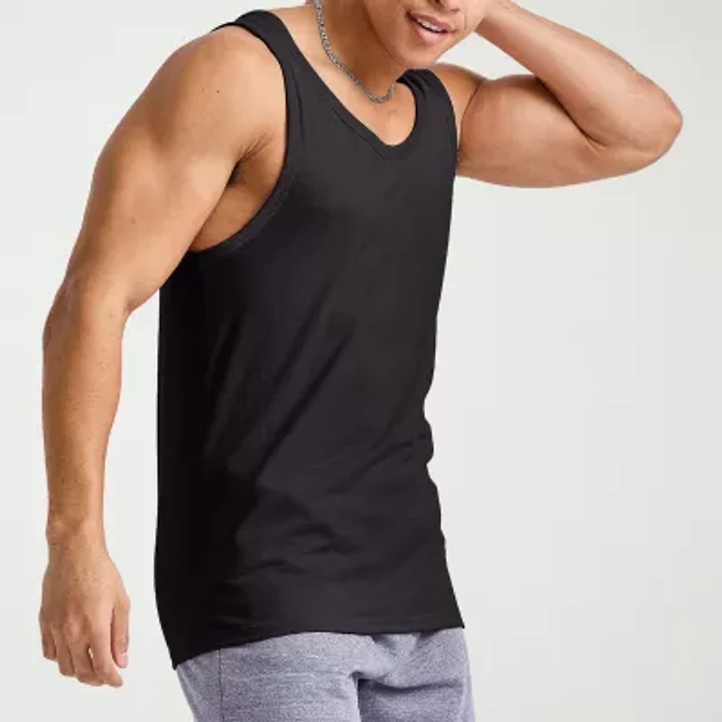 Hanes Mens Round Neck Sleeveless Active Tank Top