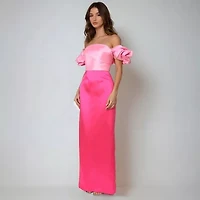 Rene by Ruiz Collection Off The Shoulder Womens Short Sleeve Evening Gown