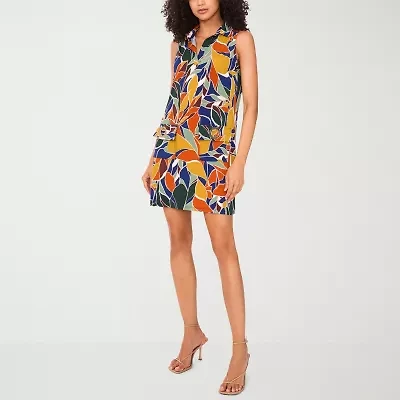 MSK Womens Sleeveless Floral Shift Dress