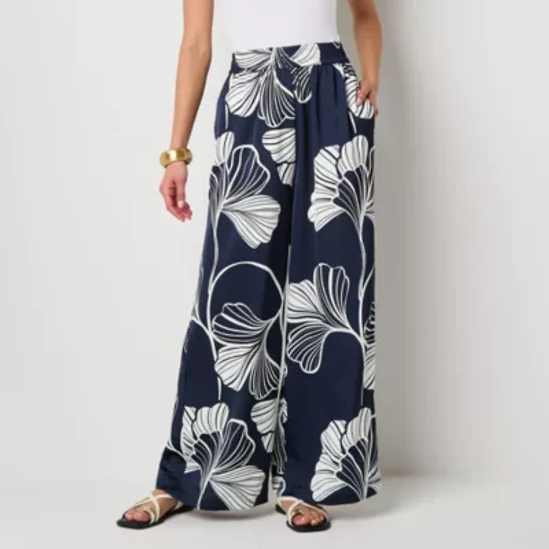 Worthington Womens Wide Leg Tall Pull-On Pant