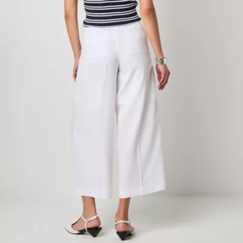 Worthington Womens Wide Leg Tall Cropped Pant