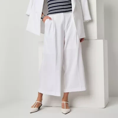 Worthington Womens Wide Leg Tall Cropped Pant
