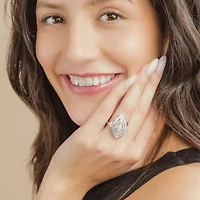 G/ Si2) Womens CT. T.W. Lab Grown White Diamond 10K Gold Marquise Cocktail Ring