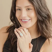 G/ Si2) Womens CT. T.W. Lab Grown White Diamond 10K Gold Marquise Cocktail Ring