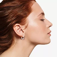 Yes Please! Womens Lab Created White Sapphire Sterling Silver 14.5mm Hoop Earrings