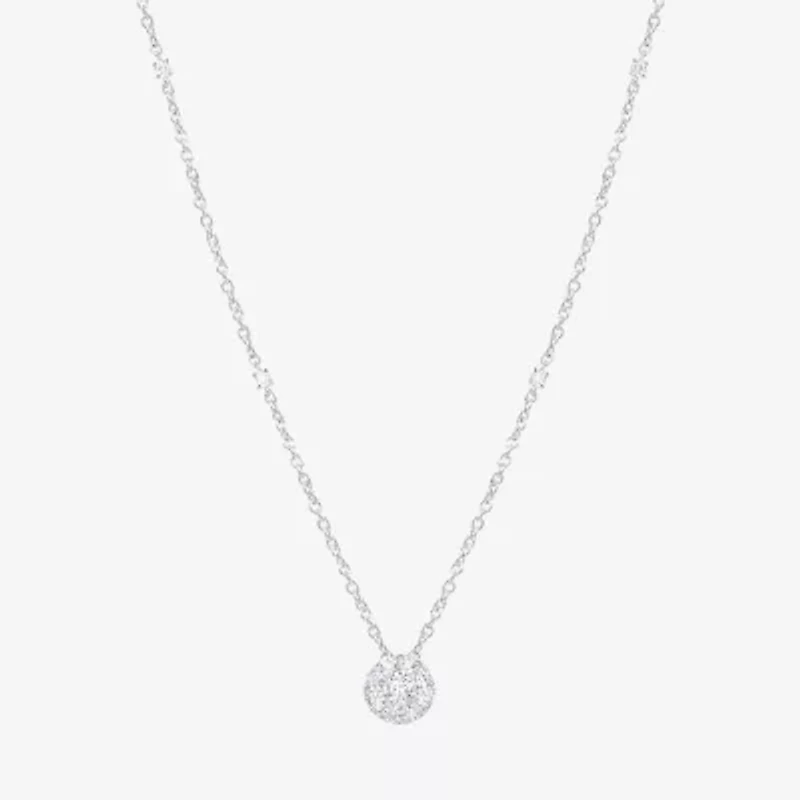 Yes Please! Womens Lab Created White Sapphire Sterling Silver Circle 17 Inch Pendant Necklace
