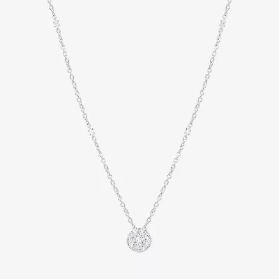 Yes Please! Womens Lab Created White Sapphire Sterling Silver Circle 17 Inch Pendant Necklace