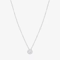 Yes Please! Womens Lab Created White Sapphire Sterling Silver Circle 17 Inch Pendant Necklace