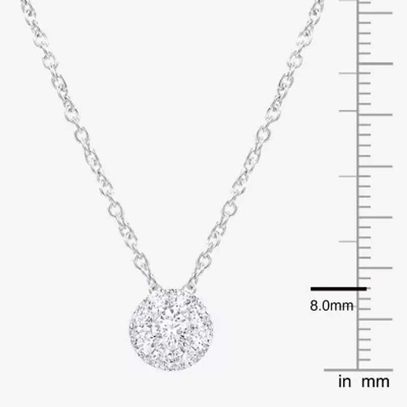 Yes Please! Womens Lab Created White Sapphire Sterling Silver Circle 17 Inch Pendant Necklace