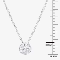 Yes Please! Womens Lab Created White Sapphire Sterling Silver Circle 17 Inch Pendant Necklace