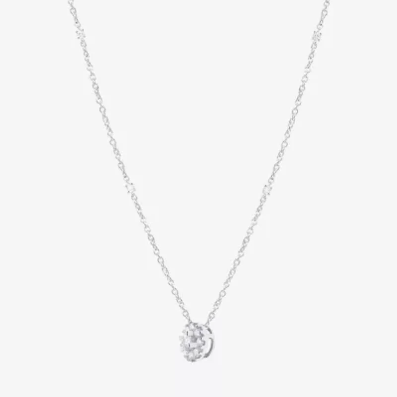 Yes Please! Womens Lab Created White Sapphire Sterling Silver Circle 17 Inch Pendant Necklace