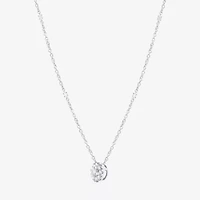 Yes Please! Womens Lab Created White Sapphire Sterling Silver Circle 17 Inch Pendant Necklace
