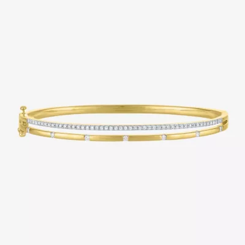 Diamond Addiction (G-H, Si2-I1) Womens 1/2 CT. T.W. White Diamond 14K Gold Over Silver Sterling Silver Bangle Bracelet