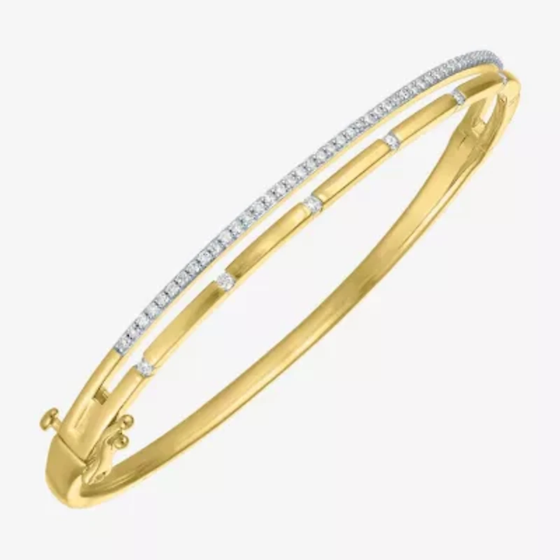 Diamond Addiction (G-H, Si2-I1) Womens 1/2 CT. T.W. White Diamond 14K Gold Over Silver Sterling Silver Bangle Bracelet