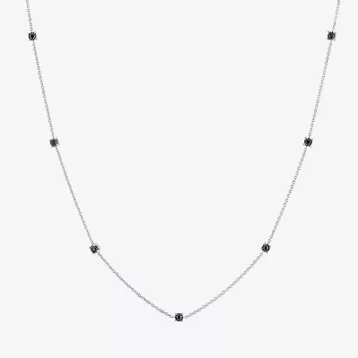 Diamond Addiction Womens 1/4 CT. T.W. Natural Black Diamond Sterling Silver 16 Inch Pendant Necklace