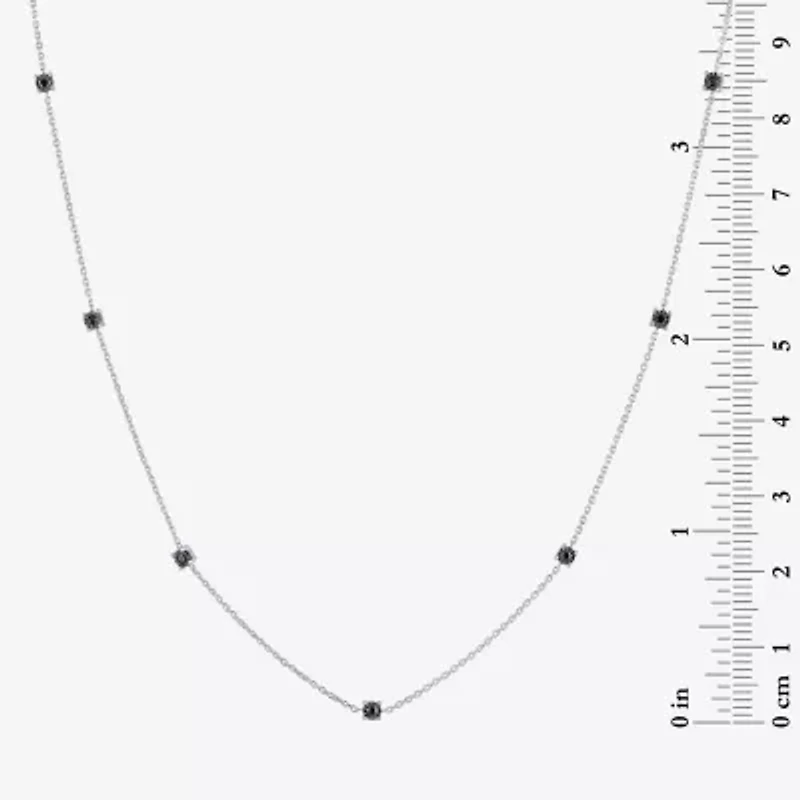 Diamond Addiction Womens 1/4 CT. T.W. Natural Black Diamond Sterling Silver 16 Inch Pendant Necklace