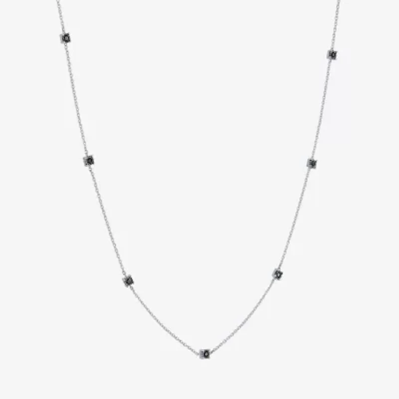 Diamond Addiction Womens 1/4 CT. T.W. Natural Black Diamond Sterling Silver 16 Inch Pendant Necklace