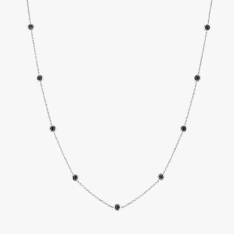 Diamond Addiction Womens 1/4 CT. T.W. Natural Black Diamond Sterling Silver 16 Inch Pendant Necklace