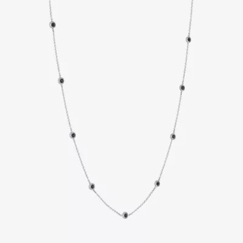 Diamond Addiction Womens 1/4 CT. T.W. Natural Black Diamond Sterling Silver 16 Inch Pendant Necklace