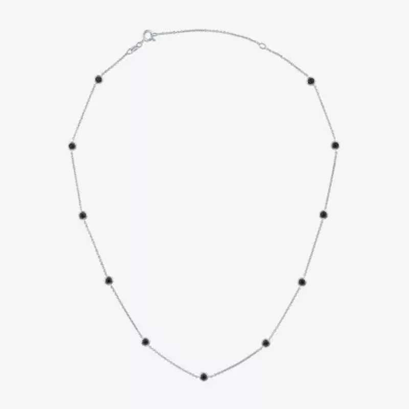 Diamond Addiction Womens 1/4 CT. T.W. Natural Black Diamond Sterling Silver 16 Inch Pendant Necklace