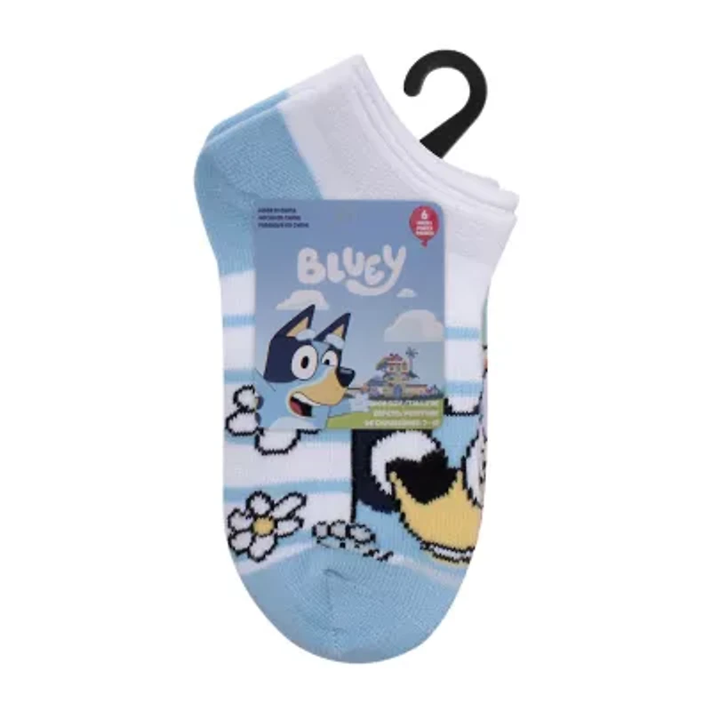 Toddler Girls 6 Pair Bluey Quarter Ankle Socks