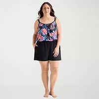 Sonnet Shores Womens Floral Plus Swim Romper