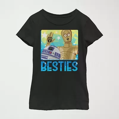 Girls Crew Neck Short Sleeve Regular Fit Star Wars Graphic T-Shirt