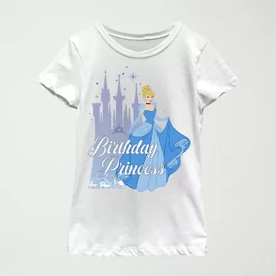 Disney Little & Big Kid Girls Crew Neck Short Sleeve Regular Fit Cinderella Graphic T-Shirt