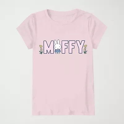 Miffy Little & Big Kid Girls Crew Neck Short Sleeve Regular Fit Graphic T-Shirt