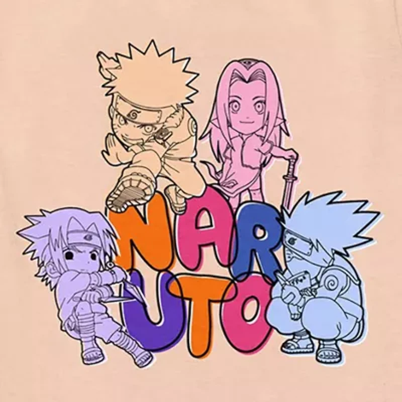 Little & Big Kid Girls Crew Neck Short Sleeve Regular Fit Naruto Graphic T-Shirt