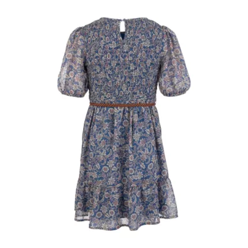 Speechless Big Kid Girls Elbow Sleeve Puffed A-Line Dress