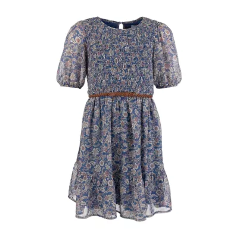 Speechless Big Kid Girls Elbow Sleeve Puffed A-Line Dress