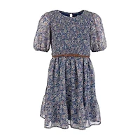 Speechless Big Kid Girls Elbow Sleeve Puffed A-Line Dress