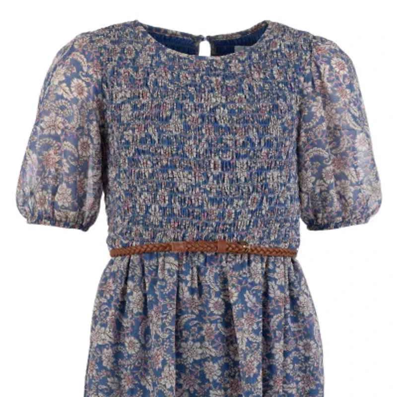 Speechless Big Kid Girls Elbow Sleeve Puffed A-Line Dress