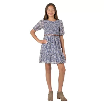 Speechless Big Kid Girls Elbow Sleeve Puffed A-Line Dress