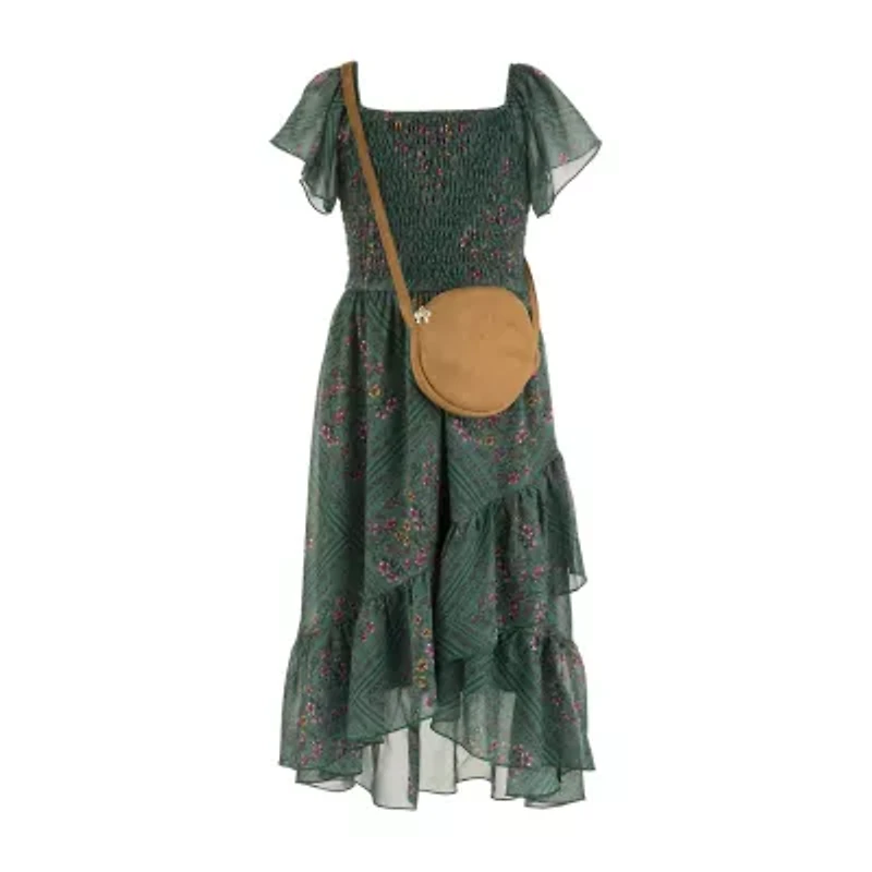 Speechless Big Kid Girls Short Sleeve Flutter Maxi Dress