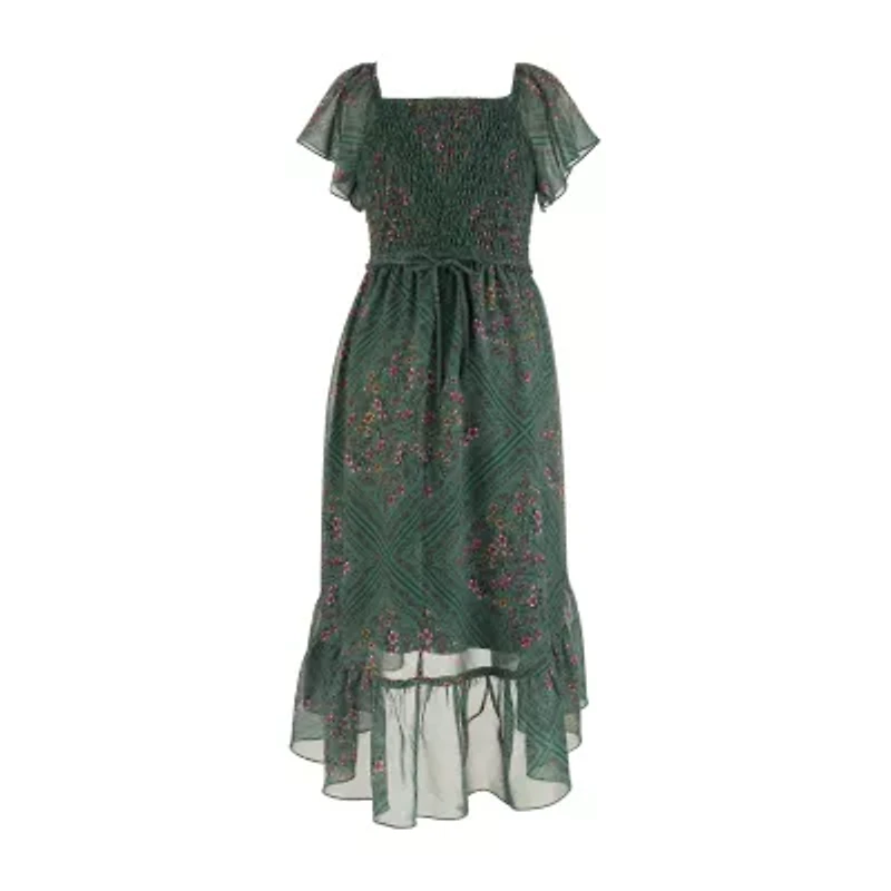 Speechless Big Kid Girls Short Sleeve Flutter Maxi Dress