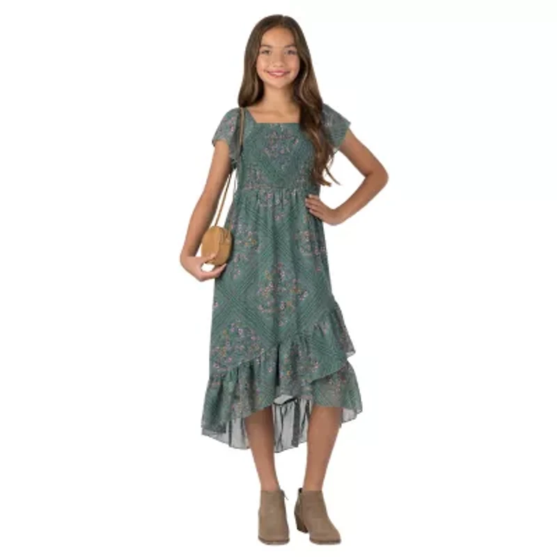 Speechless Big Kid Girls Short Sleeve Flutter Maxi Dress