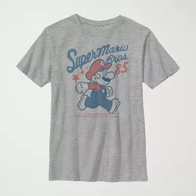 Little & Big Kid Boys Crew Neck Short Sleeve Regular Fit Super Mario Graphic T-Shirt