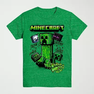 Little & Big Kid Boys Crew Neck Short Sleeve Regular Fit Minecraft Graphic T-Shirt