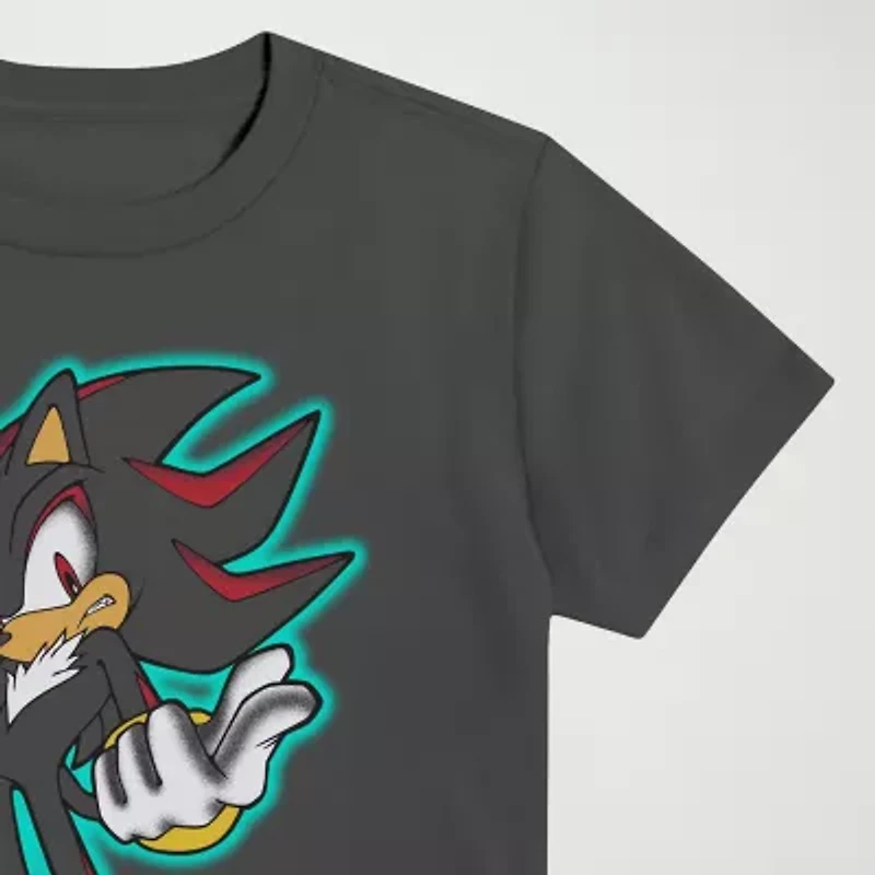 Shadow Little & Big Kid Boys Crew Neck Short Sleeve Regular Fit Sonic the Hedgehog Graphic T-Shirt