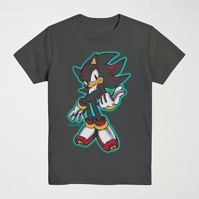 Shadow Little & Big Kid Boys Crew Neck Short Sleeve Regular Fit Sonic the Hedgehog Graphic T-Shirt