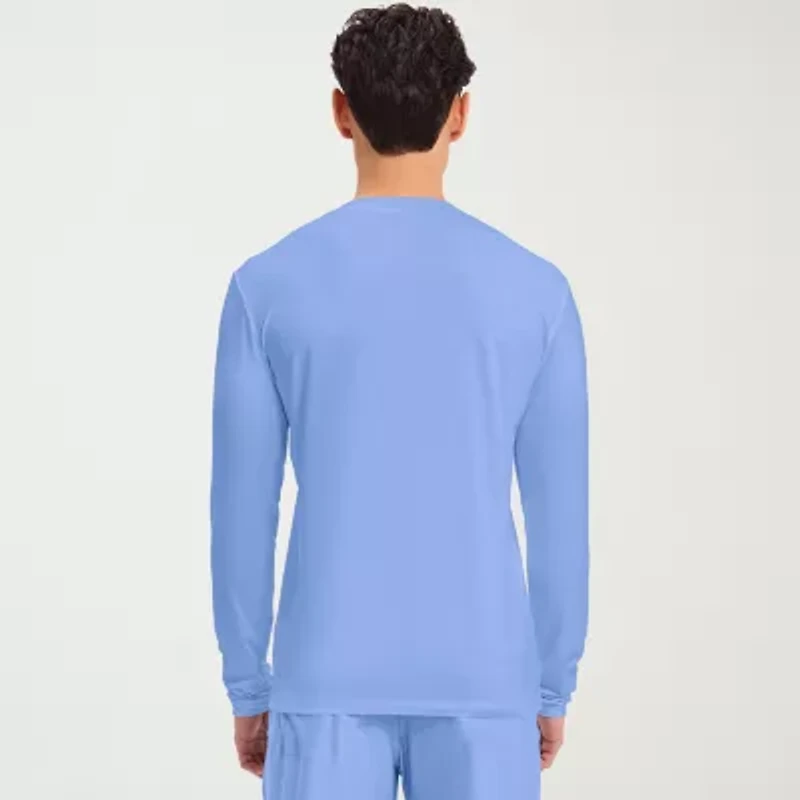 Cherokee Mens Big and Tall Round Neck Long Sleeve Scrub Top