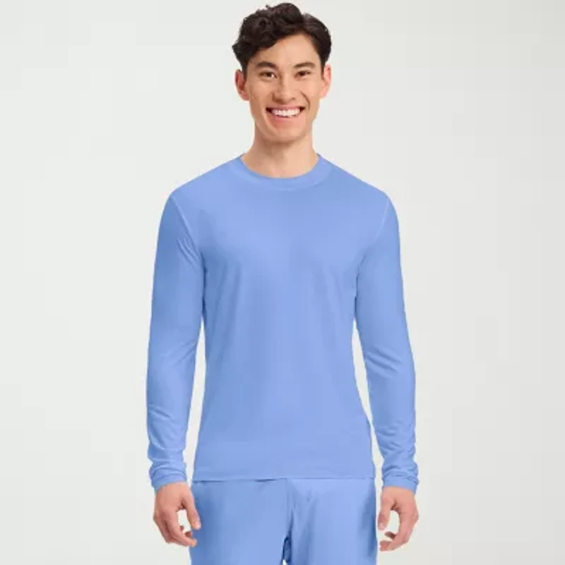Cherokee Mens Big and Tall Round Neck Long Sleeve Scrub Top