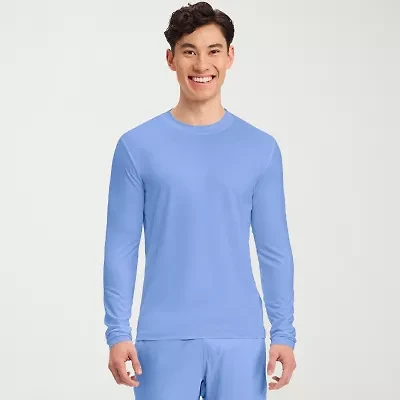 Cherokee Mens Big and Tall Round Neck Long Sleeve Scrub Top