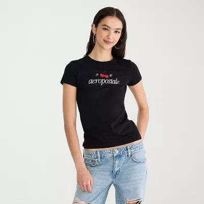 AEROPOSTALE Womens Juniors Crew Neck Short Sleeve Regular Fit Graphic T-Shirt