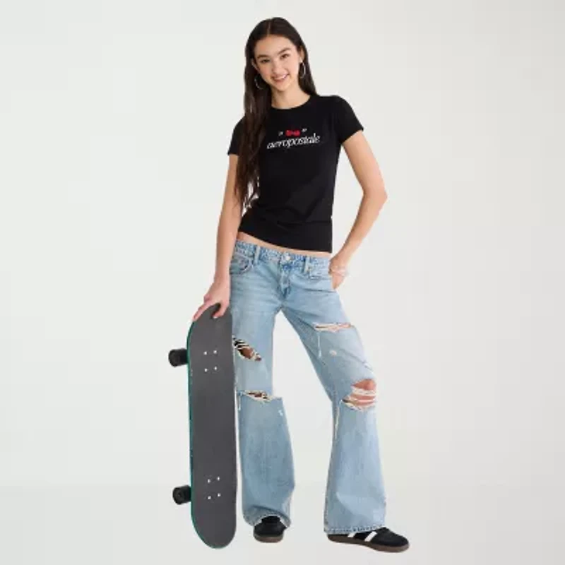 AEROPOSTALE Womens Juniors Crew Neck Short Sleeve Regular Fit Graphic T-Shirt