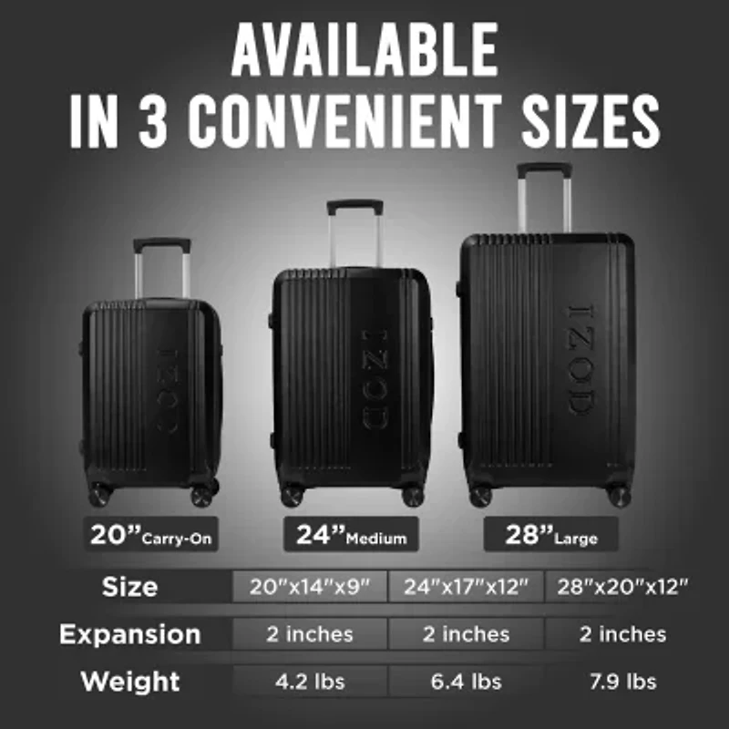 IZOD Zane 3-pc. Hardside Expandable Luggage Set